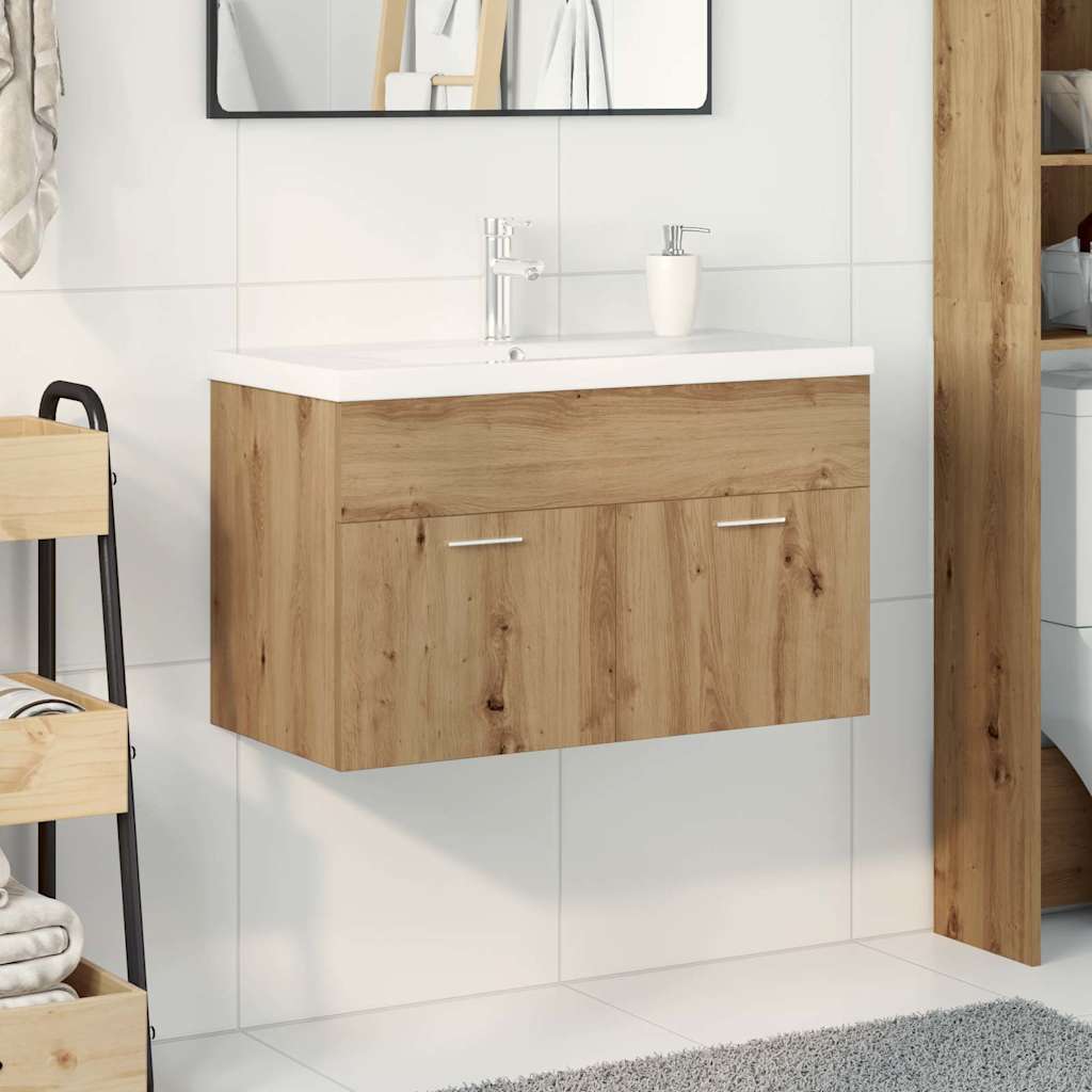 Sink Cabinet with Built-in Basin and Faucet Artisan Oak